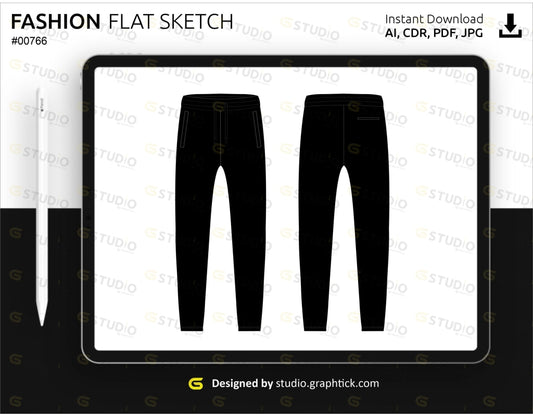 Mens Jogger Pants Flat Sketch