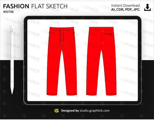 Mens Jogger Pants Flat Sketch