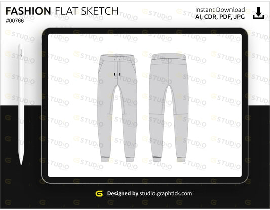 Mens Jogger Pants Flat Sketch