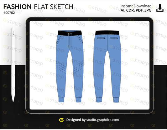 Mens Jogger Pants Flat Sketch