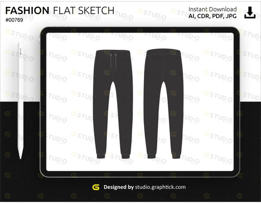 Mens Jogger Pants Flat Sketch