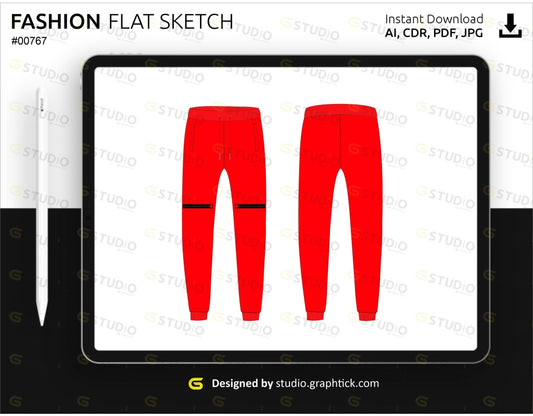 Mens Jogger Pants Flat Sketch