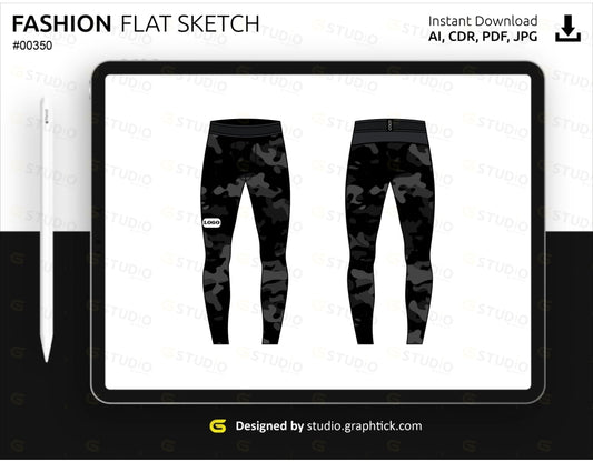 Mens Jogging Pants Flat Sketch Mens Jogging Pants