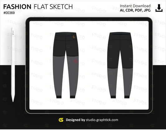 Mens Jogging Pants Flat Sketch Mens Jogging Pants