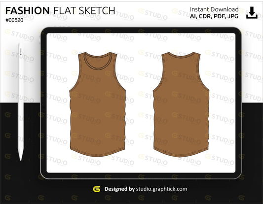 Mens Muscle Tang Flat Sketch Tank Top