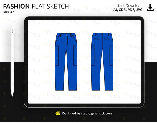 Mens Pants Flat Sketch Casual