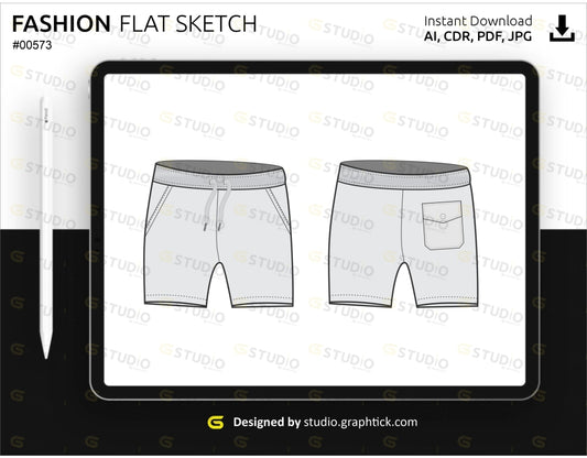 Mens Short Flat Sketch Shorts