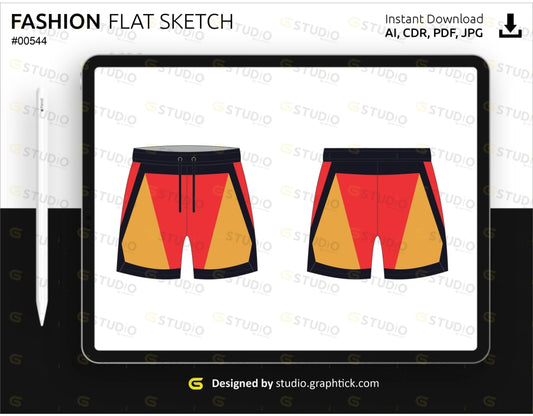 Mens Short Flat Sketch Shorts