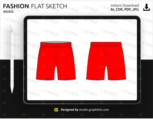 Mens Shorts Flat Sketch