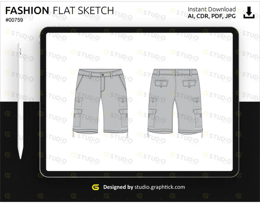 Mens Shorts Flat Sketch