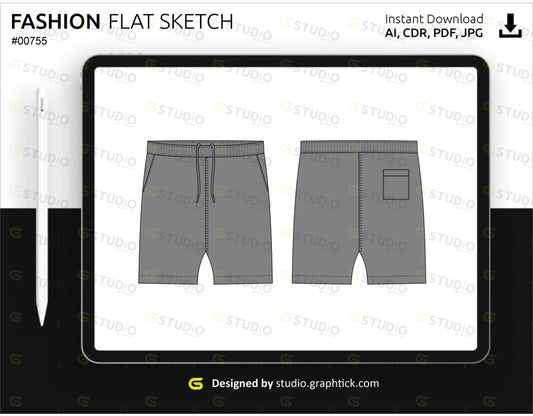 Mens Shorts Flat Sketch