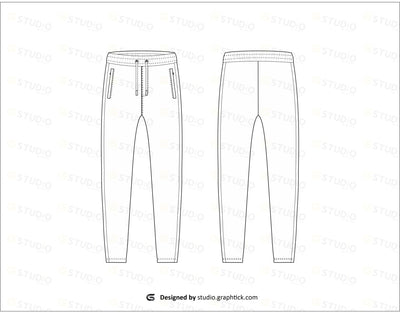 Mens Side Panel Track Pants Flat Sketch Pant