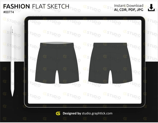 Mens Sports Shorts Flat Sketch