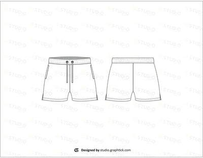 Mens Sweat Shorts With Side Slits Flat Sketch