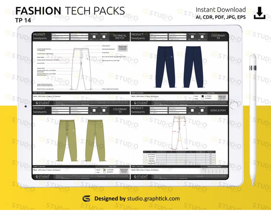 Mens Sweatpants Tech Pack Template