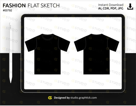 Mens Tee Shirt Flat Sketch