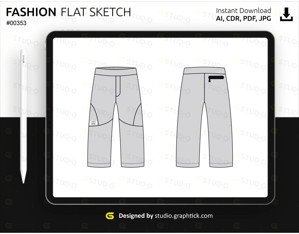 Pants Fashion Flat Technical Drawing Template Stock Vector (Royalty Free)  1241859808 | Shutterstock | Fashion flats, Fashion drawing, Fashion pants