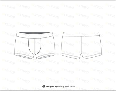 Mens Trunks Flat Sketch Underwear