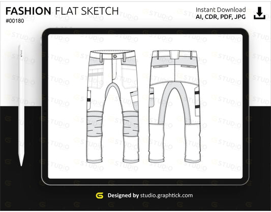 Mens Workwear Pants Flat Sketch