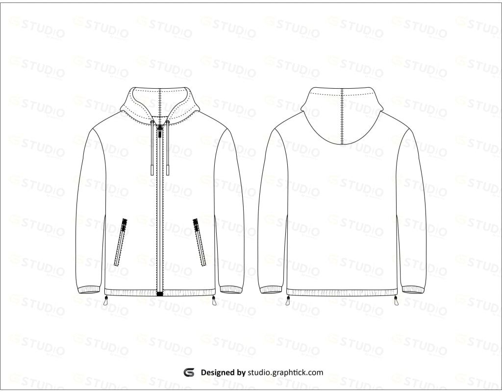 MENS ZIPPER JACKET FLAT SKETCH shop.graphtick