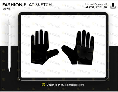 Motocross Gloves Flat Sketch