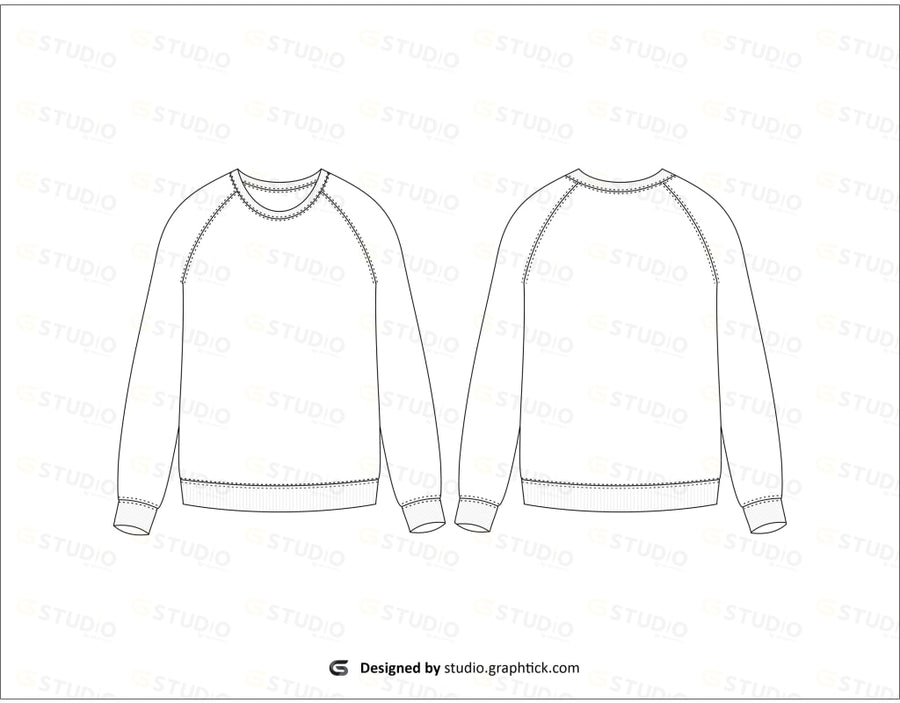 Raglan Sleeve Sweatshirt Flat Sketch