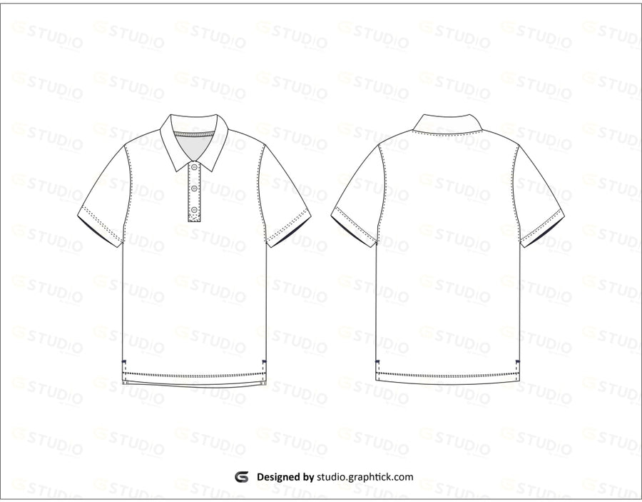 Short Sleeve Polo Shirt Flat Sketch Poloshirt