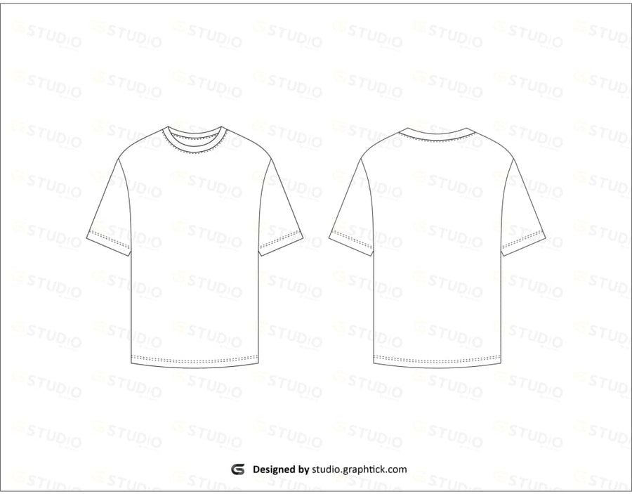 Short Sleeve Unisex Tee Shirt Flat Sketch
