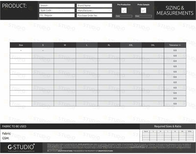 Sizing And Measurements Sheet Template Fashion Template