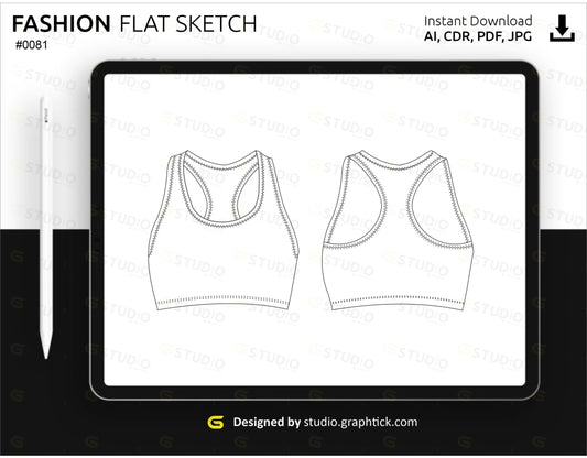 Sports Bra Flat Sketch Activewear