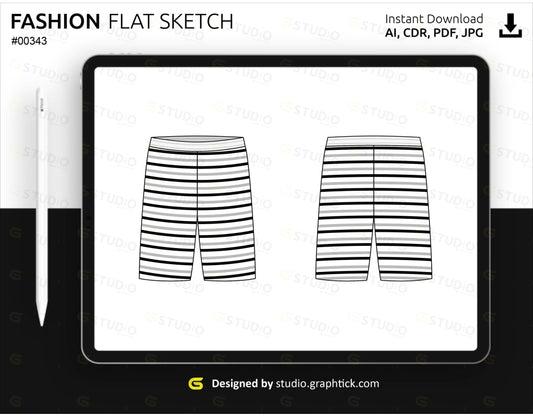 Stripe Shorts Flat Sketch