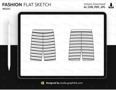 Stripe Shorts Flat Sketch