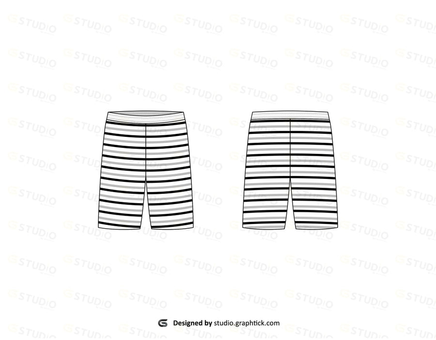 Stripe Shorts Flat Sketch