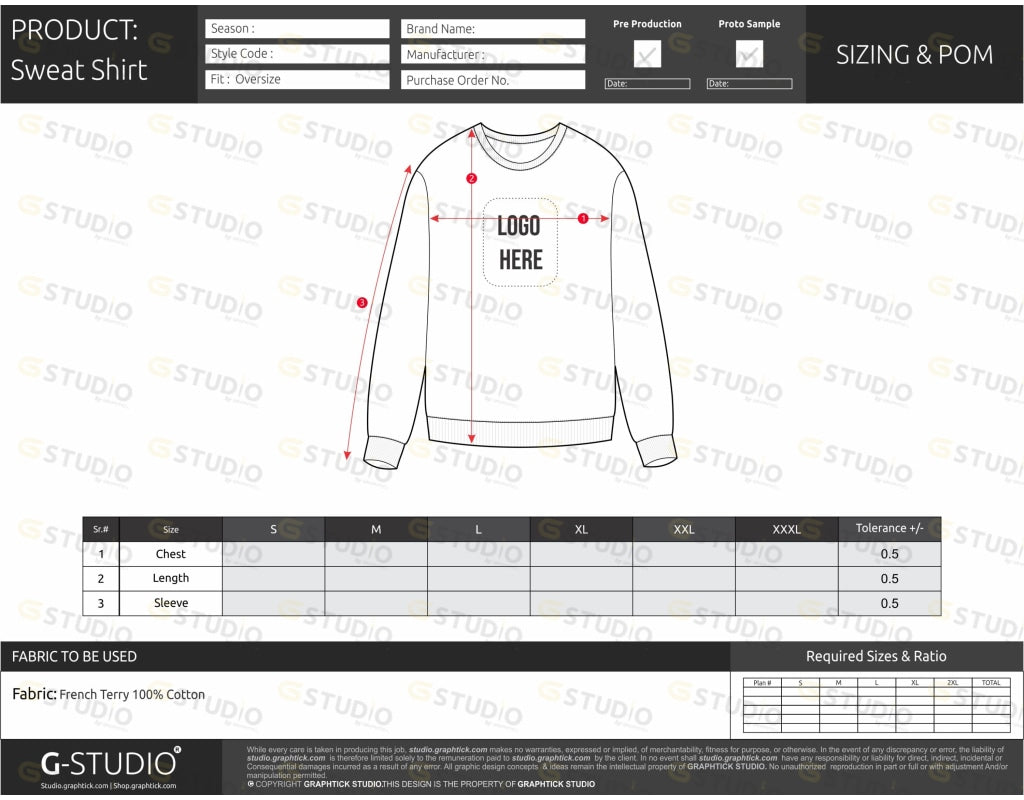 Sweatshirt Tech Pack Template