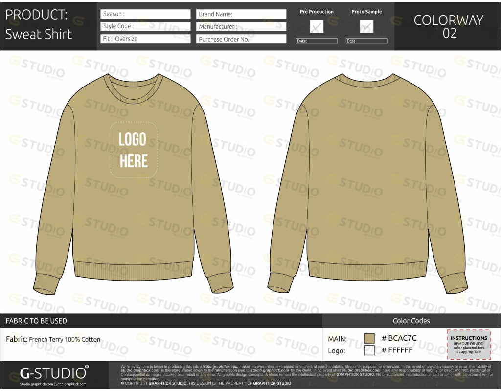 Sweatshirt Tech Pack Template