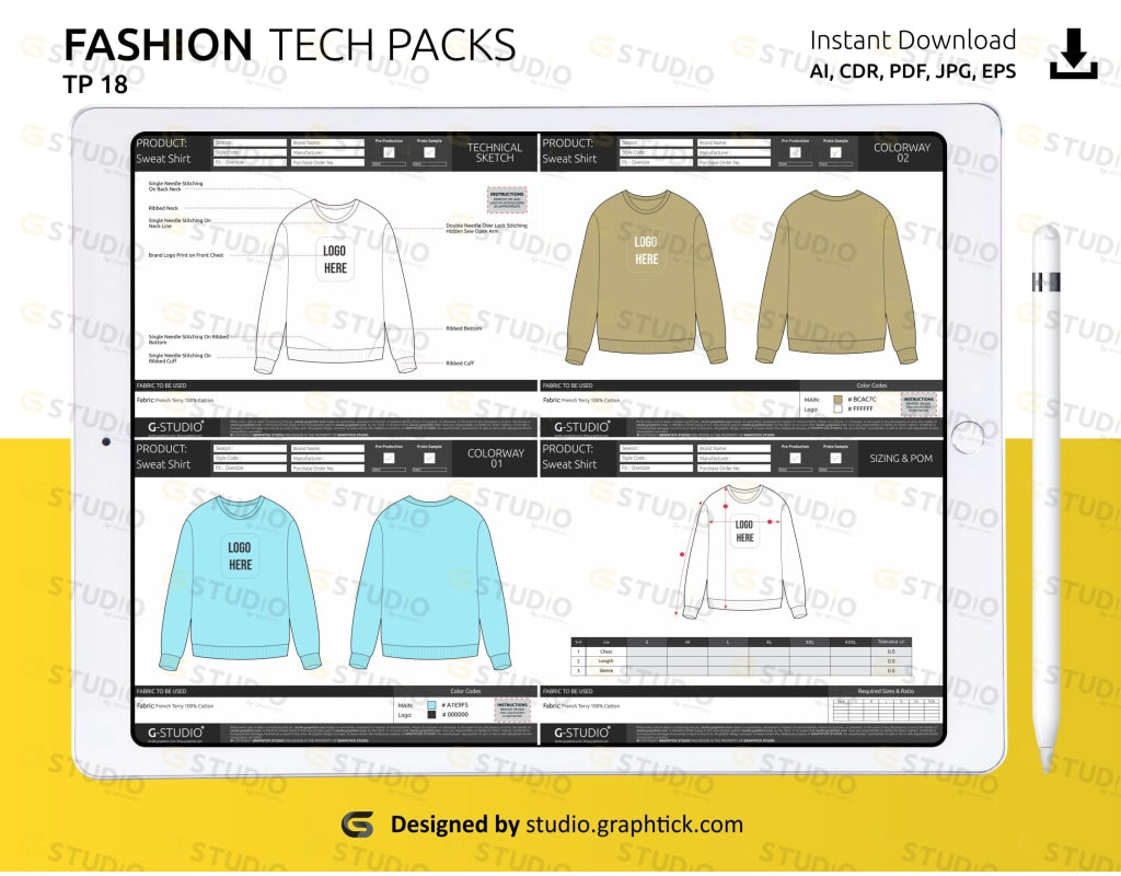 Sweatshirt Tech Pack Template