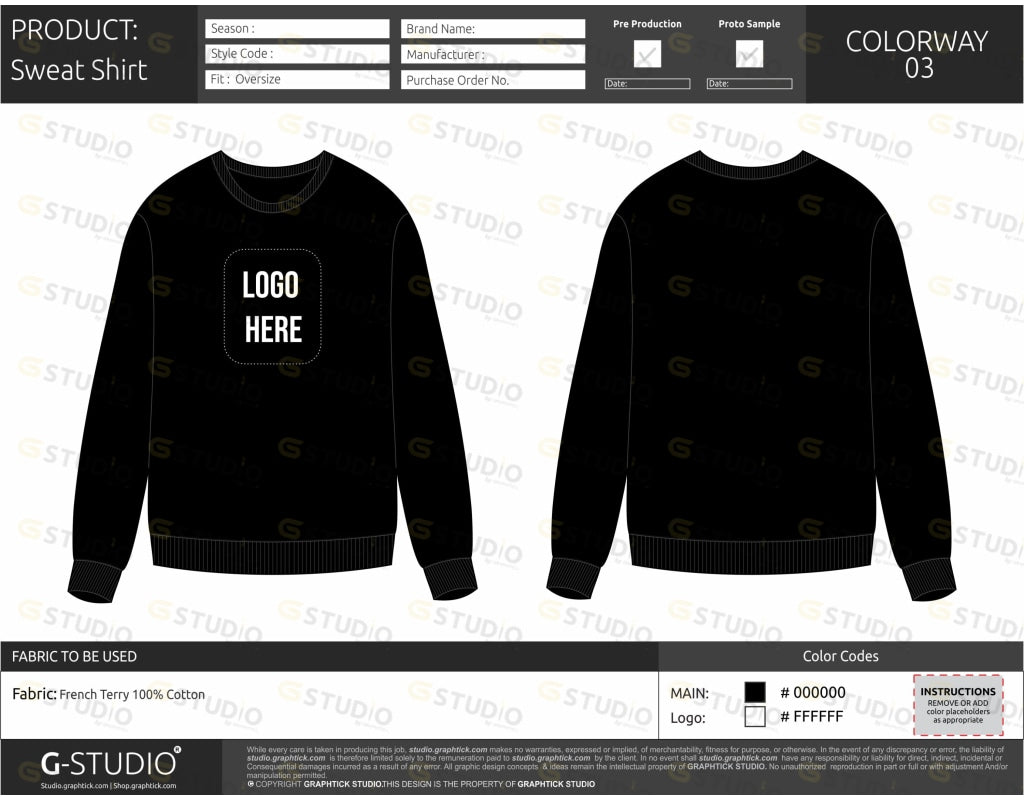 Sweatshirt Tech Pack Template