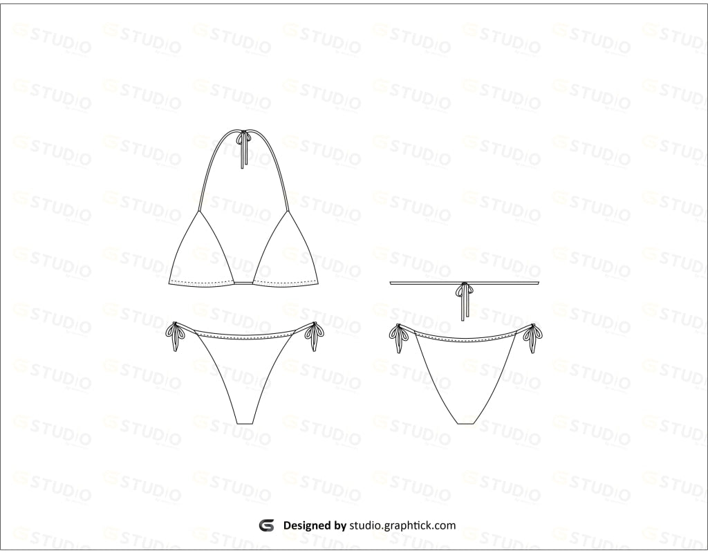 Bikini Fashion Flat Sketch Template. Stock Vector - Illustration of design,  body: 197434170