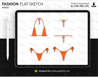 Triangle Bikini Flat Sketch
