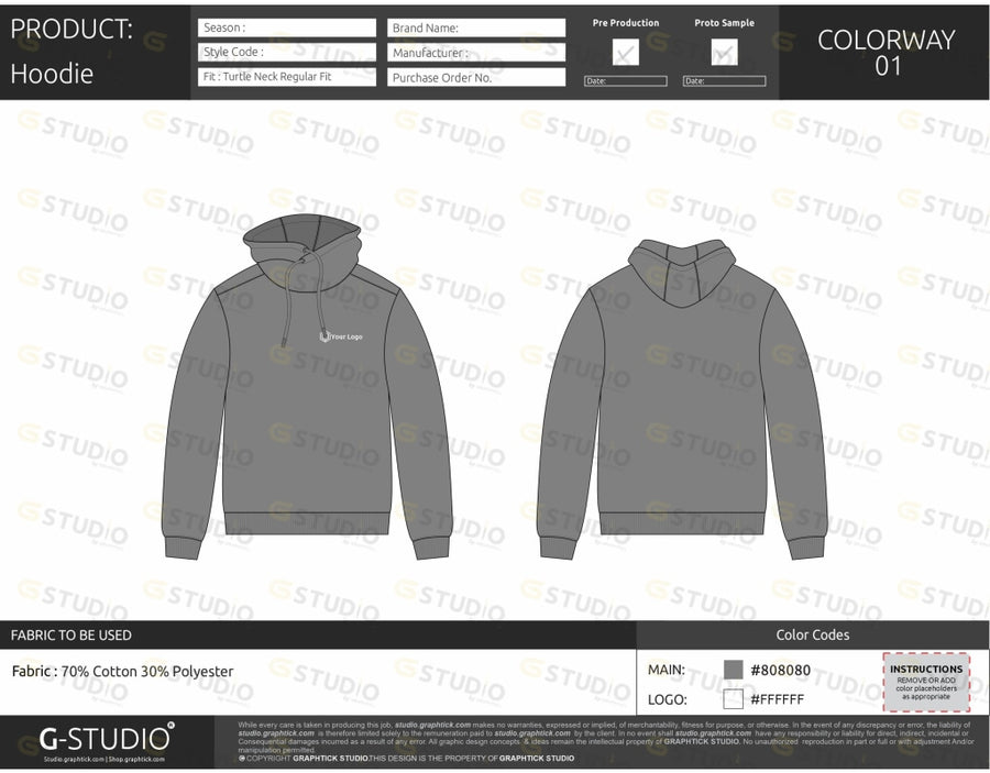 TURTLE NECK HOODIE TECH PACK TEMPLATE