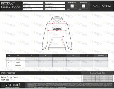 Unisex Pullover Hoodie Tech Pack Template