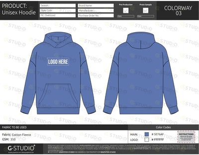 Unisex Pullover Hoodie Tech Pack Template