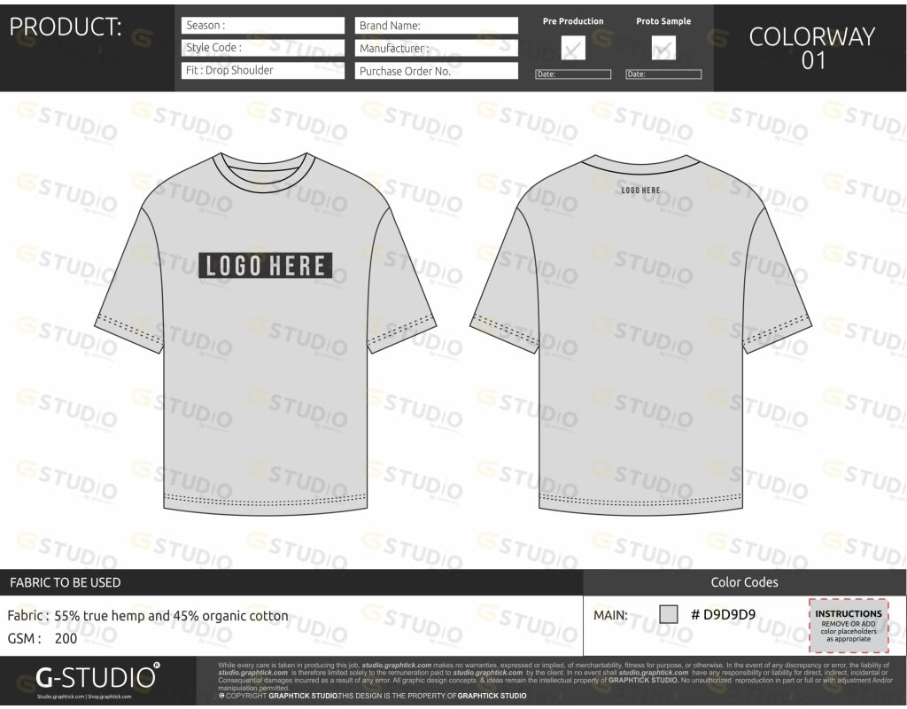 Unisex Tee Shirt Tech Pack Template