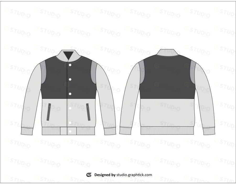 Varsity Jacket Flat Sketch Coats & Jackets