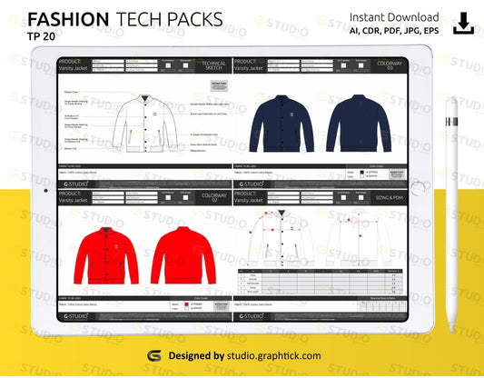 Varsity Jacket Tech Pack Template Varisty