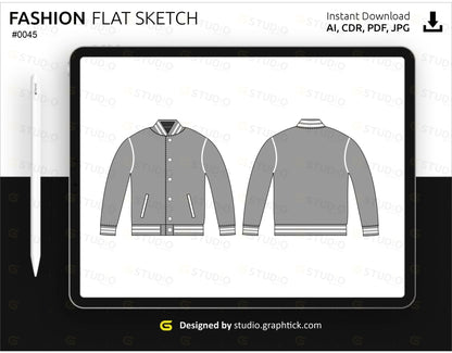 VARSITY JACKET FLAT SKETCH –