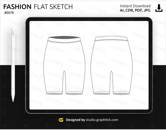 Womens Biker Shorts Flat Sketch