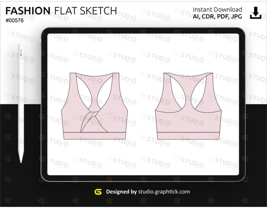 Womens Bikini Top Flat Sketch