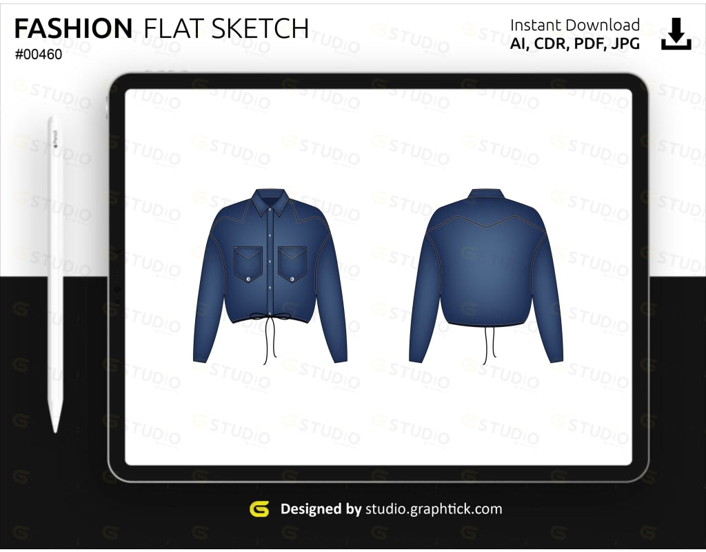 Premium Vector | Performance jacket flat sketch vector file