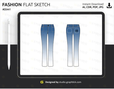 Womens Denim Jeans Flat Sketch